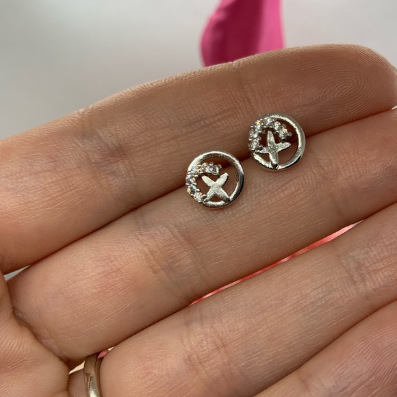 Sterling Silver 925 CZ Stud Earrings - Picture 3 of 4